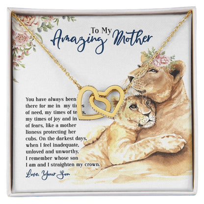 To My Amazing Mother - You Have Always Been There - From Son Necklace Interlocking Hearts Necklace