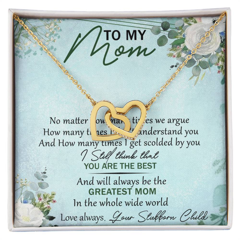 To My Mom Interlocking Hearts Necklace Message Card