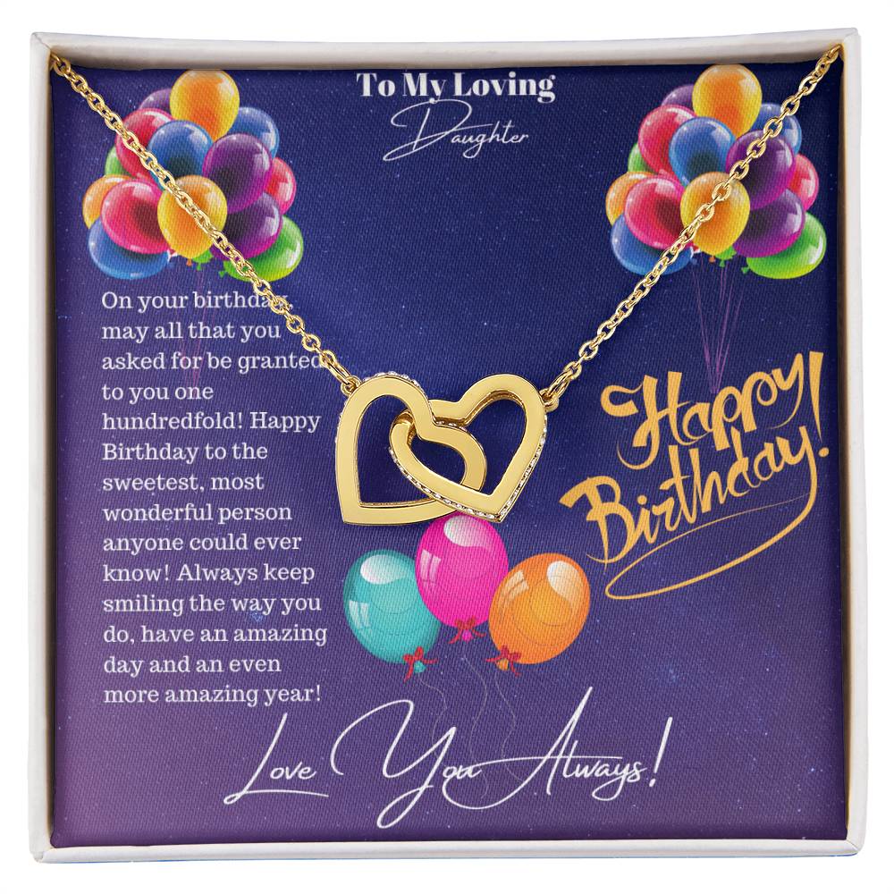 Happy Birthday Daughter Interlocking Hearts Necklace