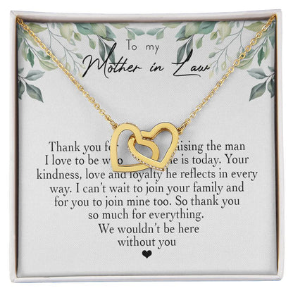 To My Mother In Law Thank You For Raising The Man I Love Heart Necklace Interlocking Hearts Necklace