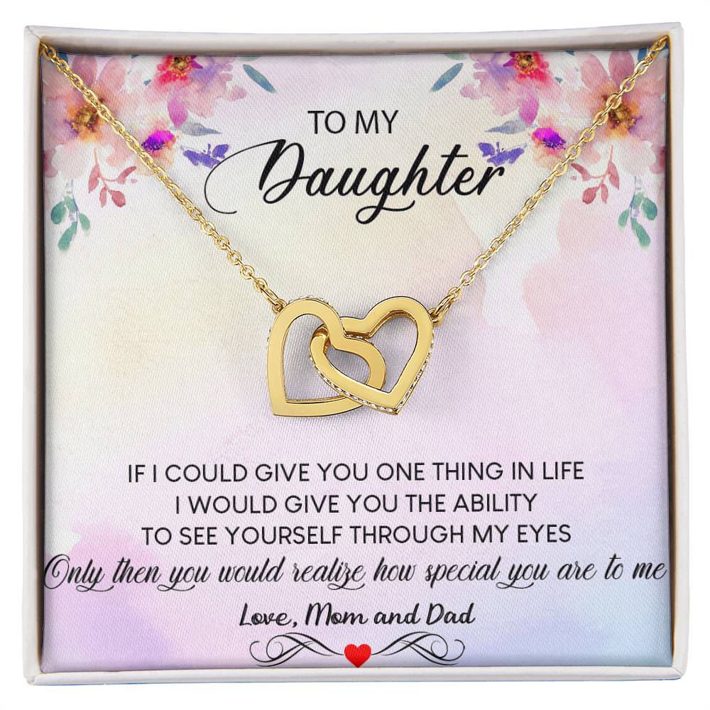 To My Daughter Necklace Daughter Necklace From Mom And Dad Personalized Daughter Interlocking Hearts Necklace Gift Daughter Birthday Gift