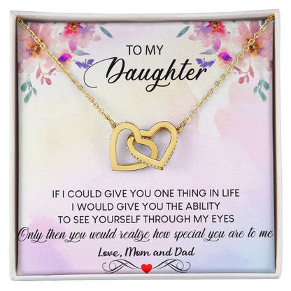 To My Daughter Necklace Daughter Necklace From Mom And Dad Personalized Daughter Interlocking Hearts Necklace Gift Daughter Birthday Gift