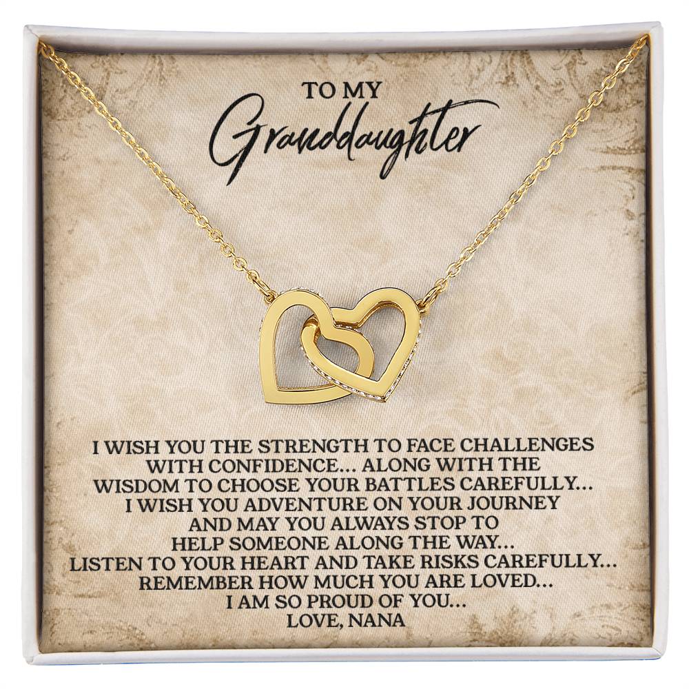 To My Granddaughter - Love Nana - Interlocking Heart Necklace Interlocking Hearts Necklace