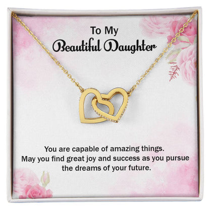 Daughter Grduation Two Hearts Interlocking Hearts Necklace