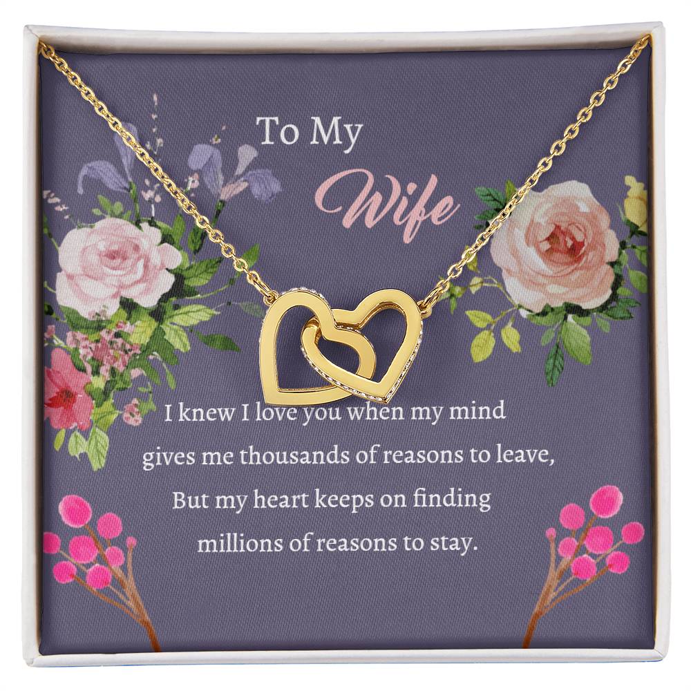 To My Wife - Mind Heart Stay - Necklace Interlocking Hearts Necklace