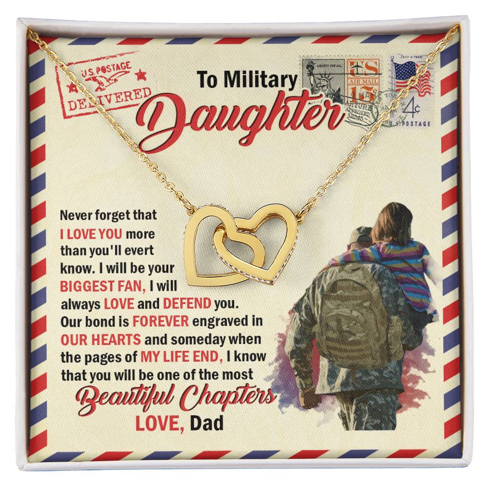 To Military Daughter - Gift For Daughter Gift For Daughter On Christmas Necklace For Daughter From Dad Interlocking Hearts Necklace