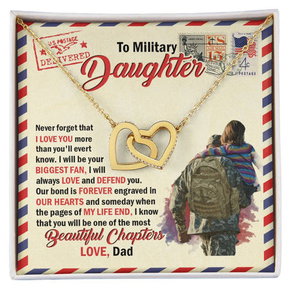 To Military Daughter - Gift For Daughter Gift For Daughter On Christmas Necklace For Daughter From Dad Interlocking Hearts Necklace