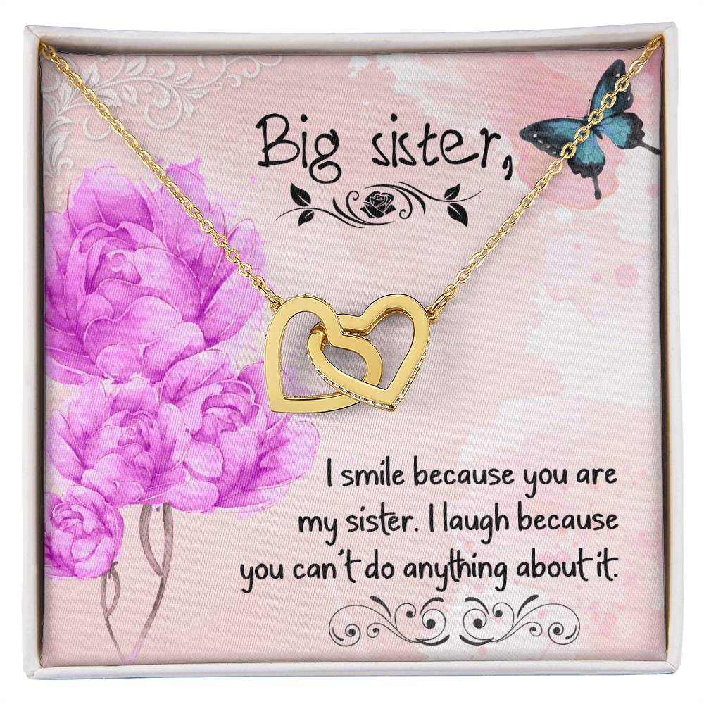 Gift For Big Sister Two Hearts Embellished Jewelry Interlocking Hearts Necklace