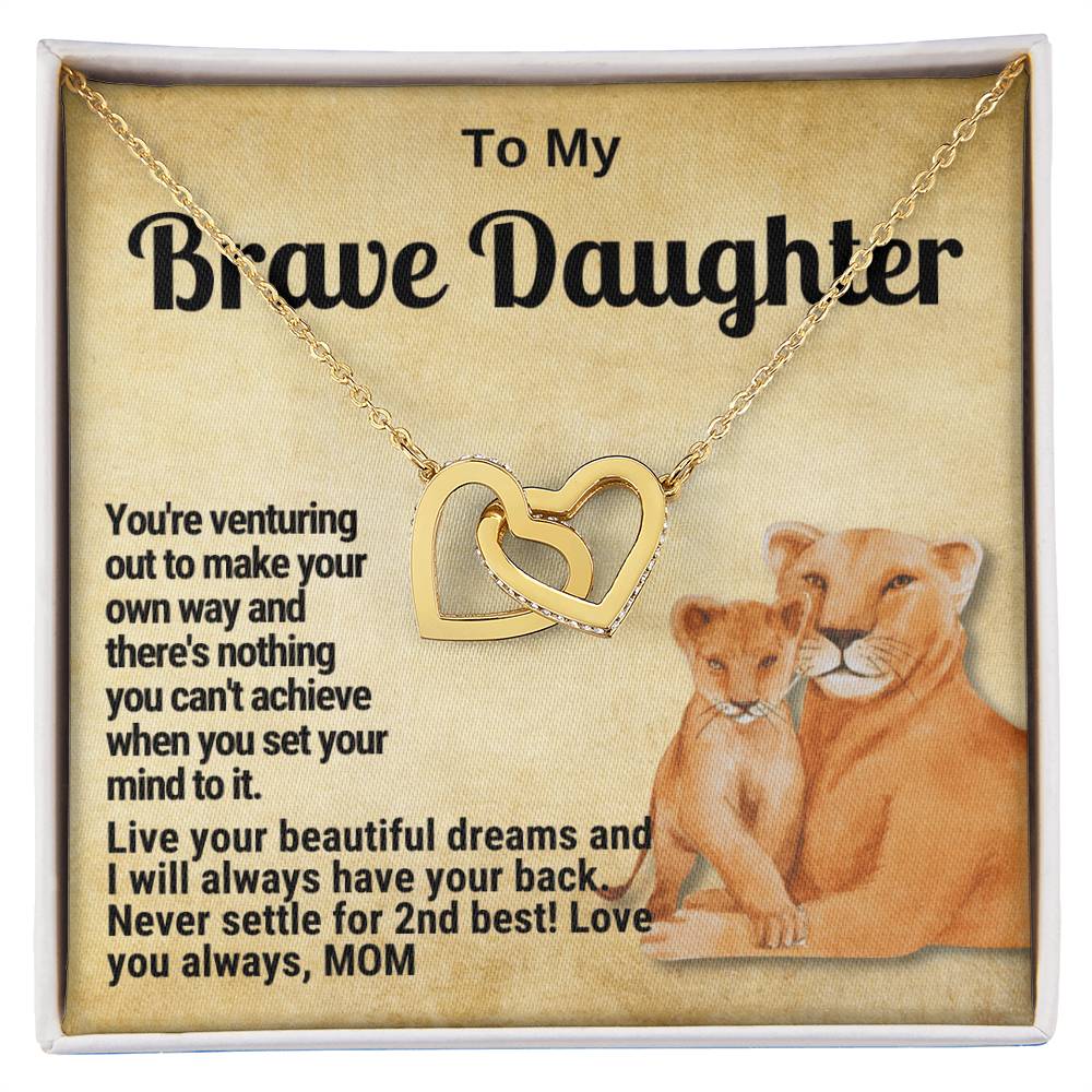 To My Brave Daughter Linked Hearts Gift From Mom Interlocking Hearts Necklace