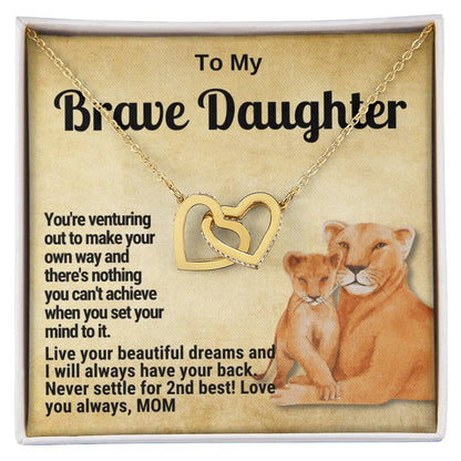 To My Brave Daughter Linked Hearts Gift From Mom Interlocking Hearts Necklace