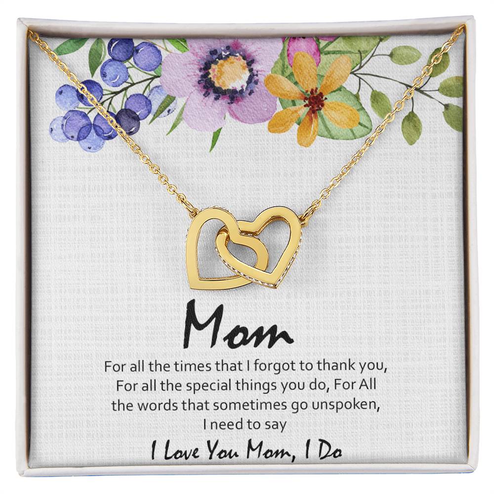 Love You Mom Hearts Interlocking Hearts Necklace
