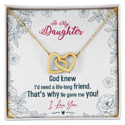 To My Daughter Interlocking Hearts Necklace