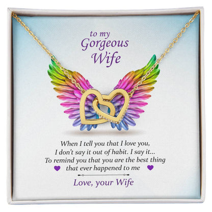 To My Gorgeous Wife ~Pride~ Interlocking Hearts Necklace
