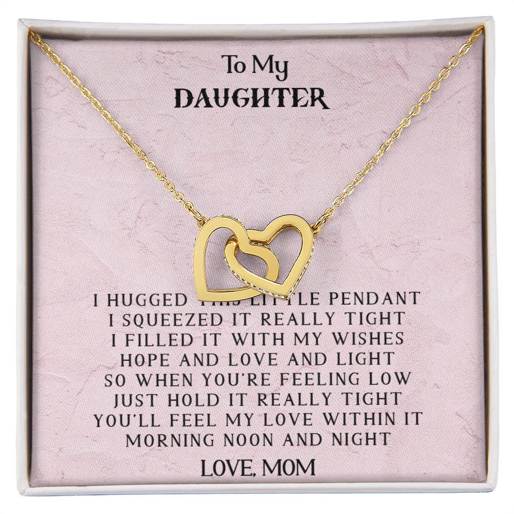 To My Daughter - Love Mom - Interlocking Heart Necklace Interlocking Hearts Necklace