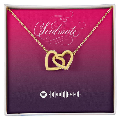 Soulmate Personalized Spotify Code Necklace - Kpop Fan Gift - Unique Valentines Day Gift For Her Interlocking Hearts Necklace