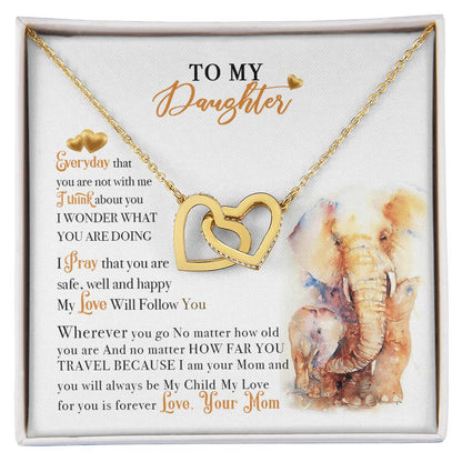 To My Daughter Necklace From Elephant Dad Interlocking Hearts Necklace