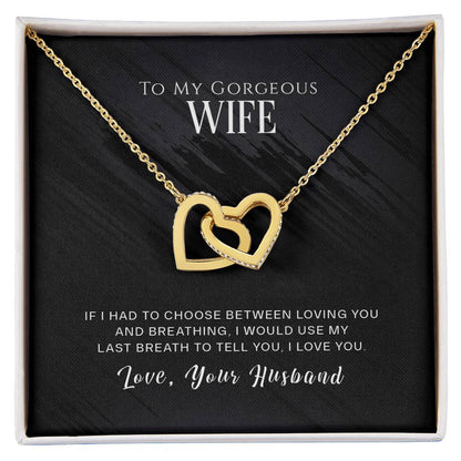 Interlocked Heart Necklace - For Wife Interlocking Hearts Necklace