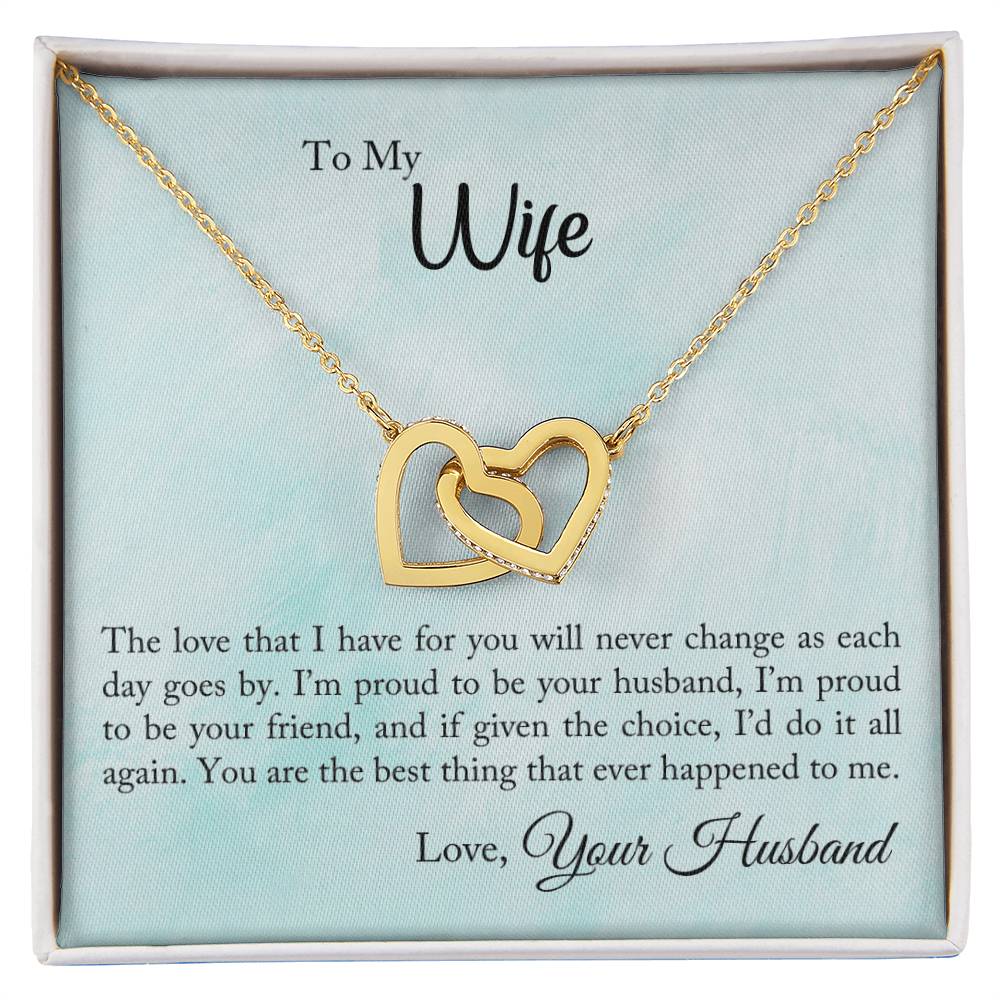 Gift For Wife - Interlocking Hearts Necklace Symbol Of Never-Ending Love