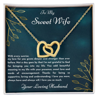Gift For Wife With Every Sunrise Interlocking Hearts Necklace