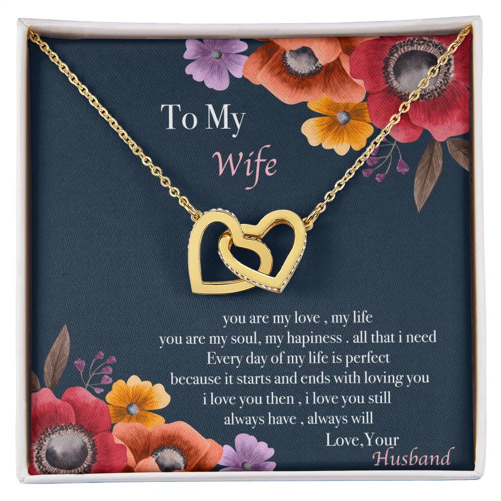 To My Wife Necklace Gift Set Interlocking Hearts Necklace