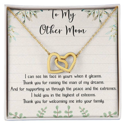 To My Other Mom Interlocking Hearts Necklace Message Card