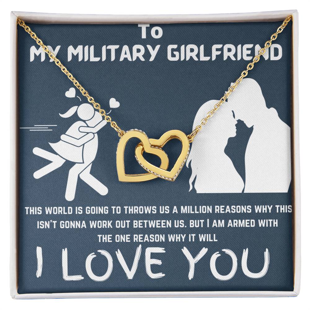 Gift For Military Girlfriend Interlocking Hearts Necklace