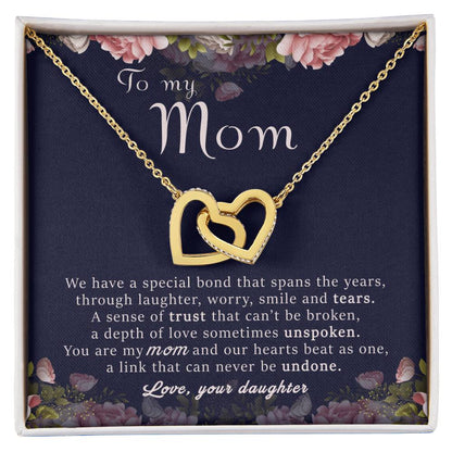 To My Mom Gift For Mother'S Day Interlocking Hearts Necklace