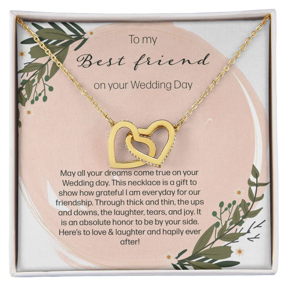 To My Bestfriend On Her Wedding Day - Leaf Interlocking Hearts Necklace