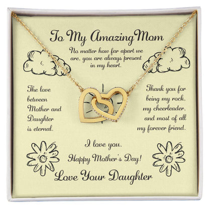 To My Amazing Mom Interlocking Hearts Necklace