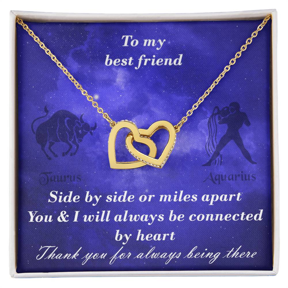 Taurus To Aquarius Best Friend Interlocked Hearts Necklace Interlocking Hearts Necklace
