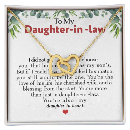 To My Daughter-In-Law You'Re Also My Daughter In Heart Interlocking Hearts Necklace