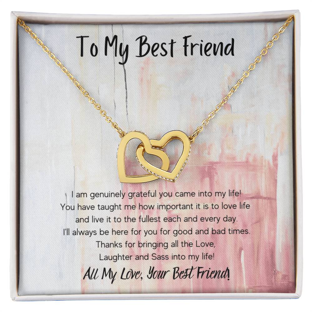 To My Best Friend Interlocking Hearts Necklace