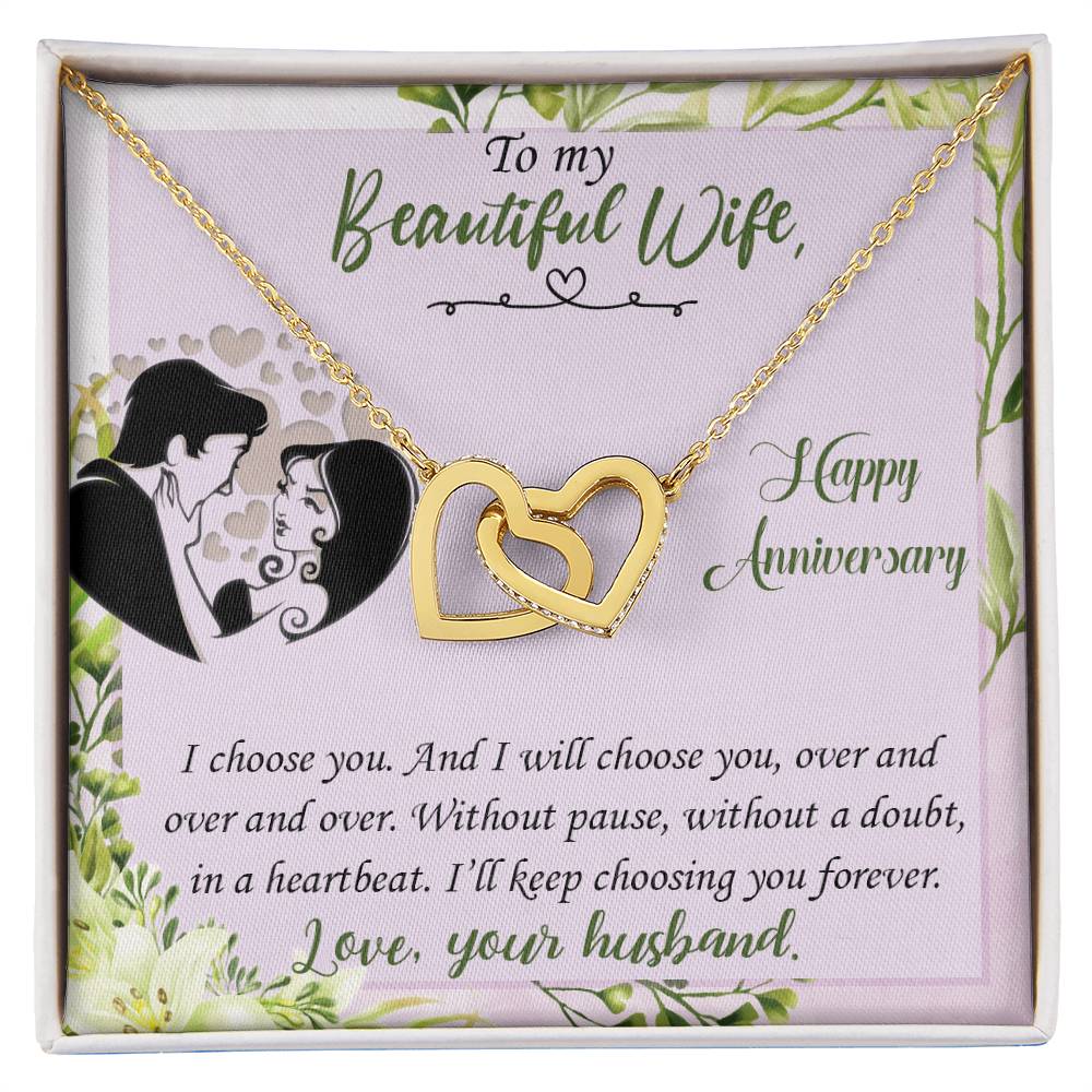 I Choose You Anniversary - Anniversary Gift For Wife Interlocking Hearts Necklace