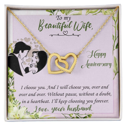 I Choose You Anniversary - Anniversary Gift For Wife Interlocking Hearts Necklace