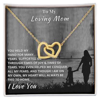 To My Mom - Hold My Hand Forever - Necklace Interlocking Hearts Necklace