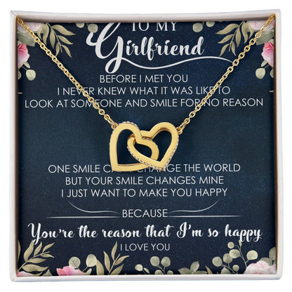 To My Girlfriend Interlocking Hearts Necklace Message Card