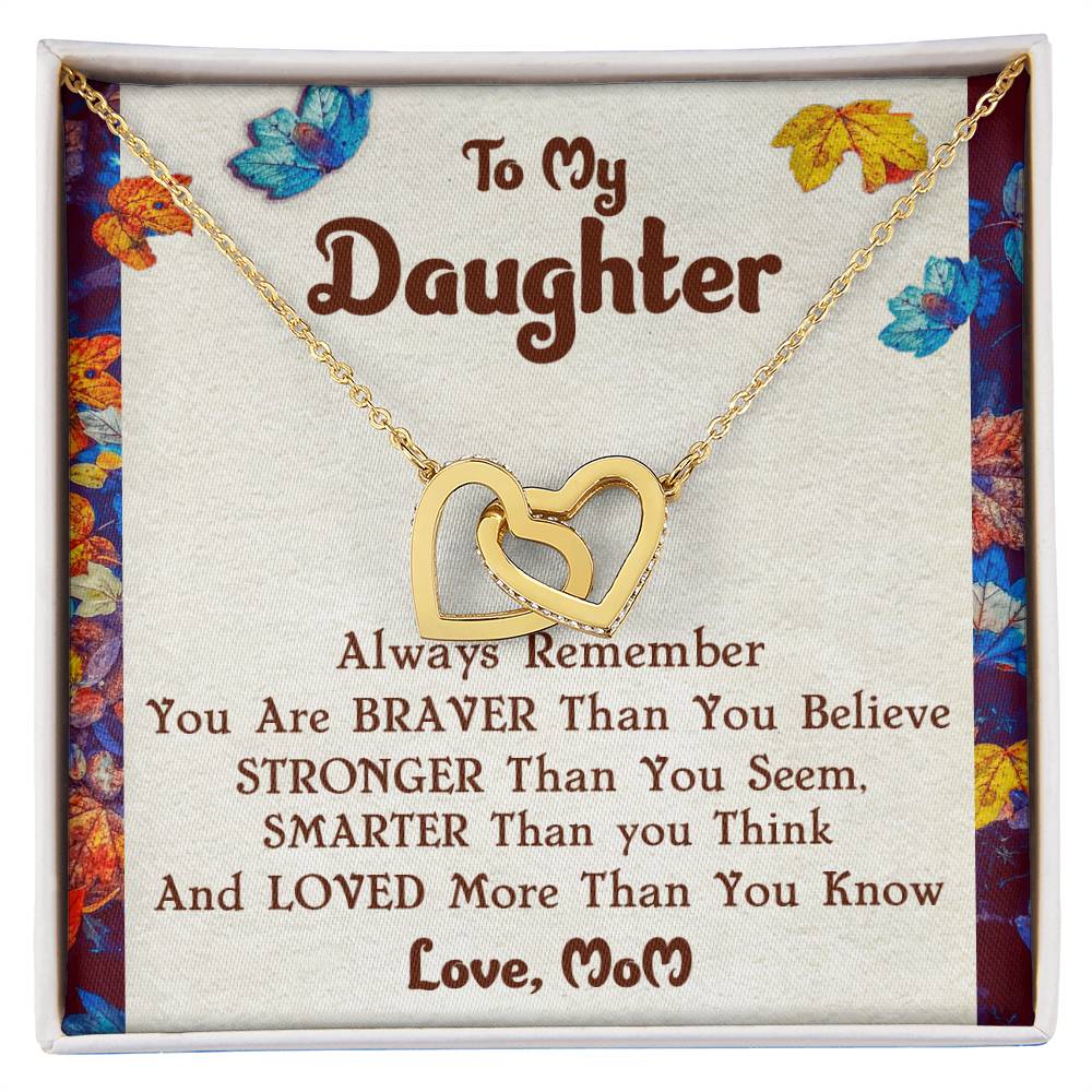 Interlocking Hearts Necklace For Daughter With Message Card