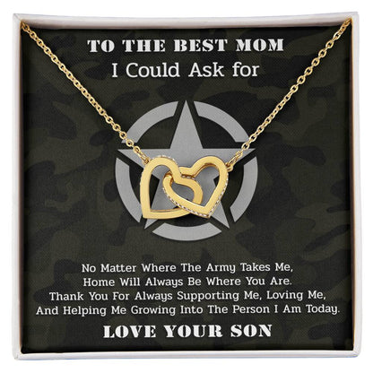 The Best Army Mom - Interlocked Necklace Interlocking Hearts Necklace