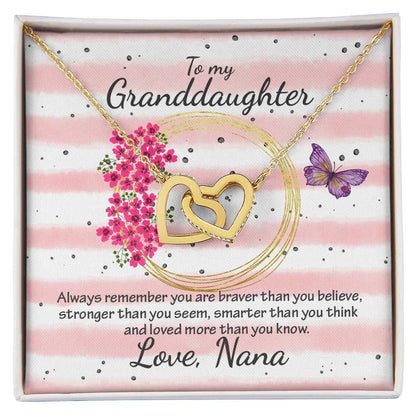 Interlocking Heart Necklace - From Nana To My Granddaughter Interlocking Hearts Necklace
