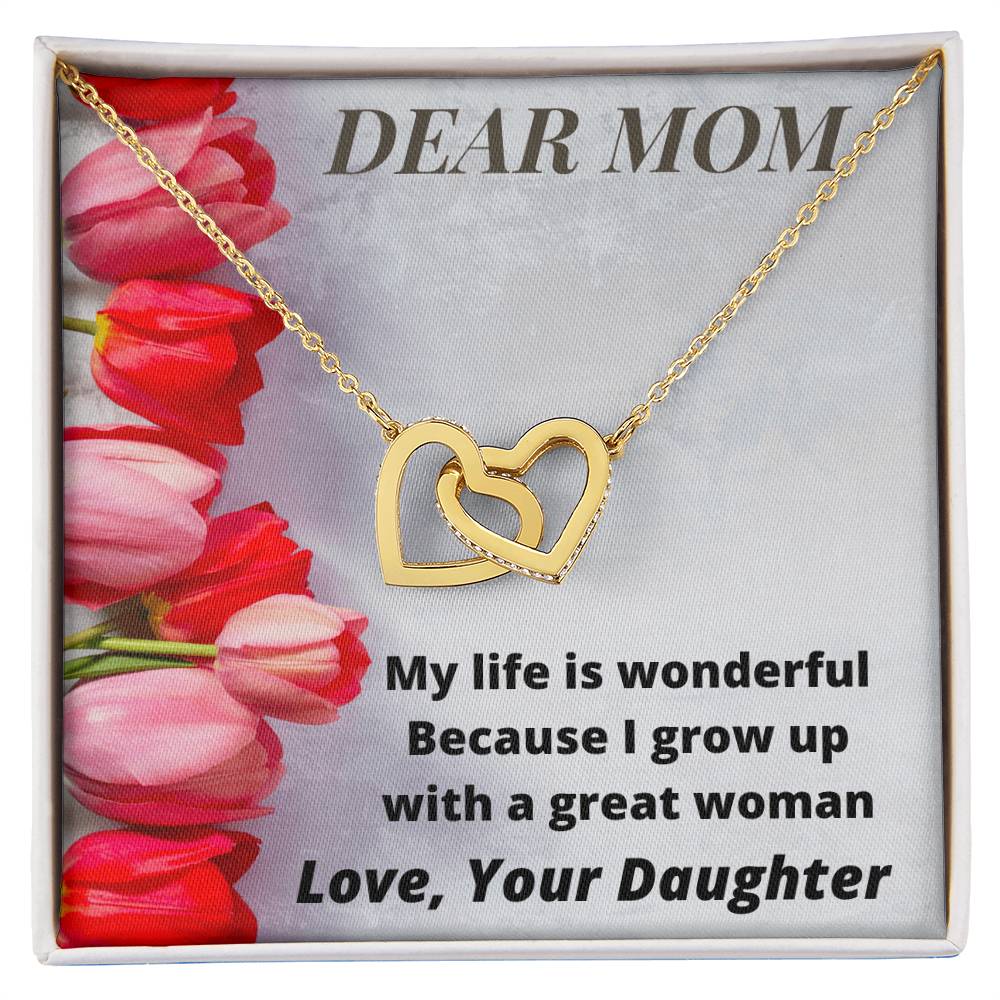 Gift For Mummy From Daughter- Together Forever Love Daughter Interlocking Hearts Necklace