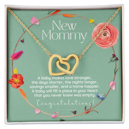 Mom To Be Necklace New Mom Necklace First Time Mom Necklace Pregnancy Gift New Mom Gift New Mommy Gift New Mom Gift Jewelry Interlocking Hearts Necklace