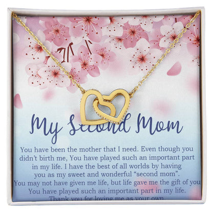 To My Second Mom Gifts Interlocking Hearts Necklace -