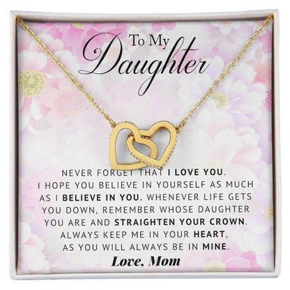To My Daughter Interlocking Hearts Necklace