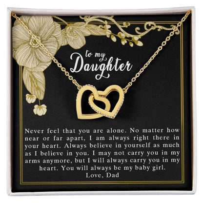 To My Daughter Love Dad Interlocking Hearts Necklace
