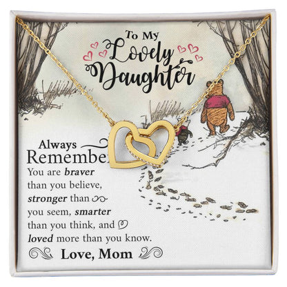 Lovely Daughter Winnie The Pooh Necklace Interlocking Hearts Necklace