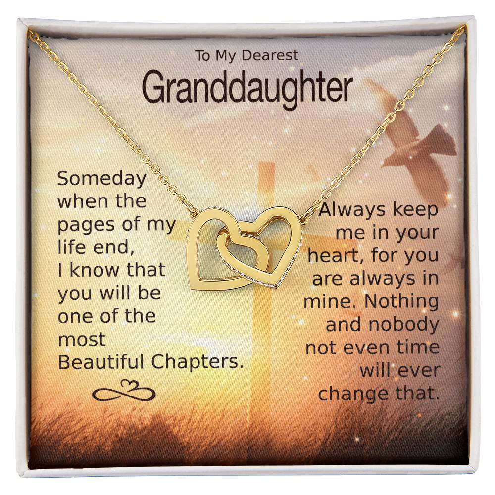 To My Granddaughter – Heart Melt Message Interlocking Heart Necklace?? Interlocking Hearts Necklace