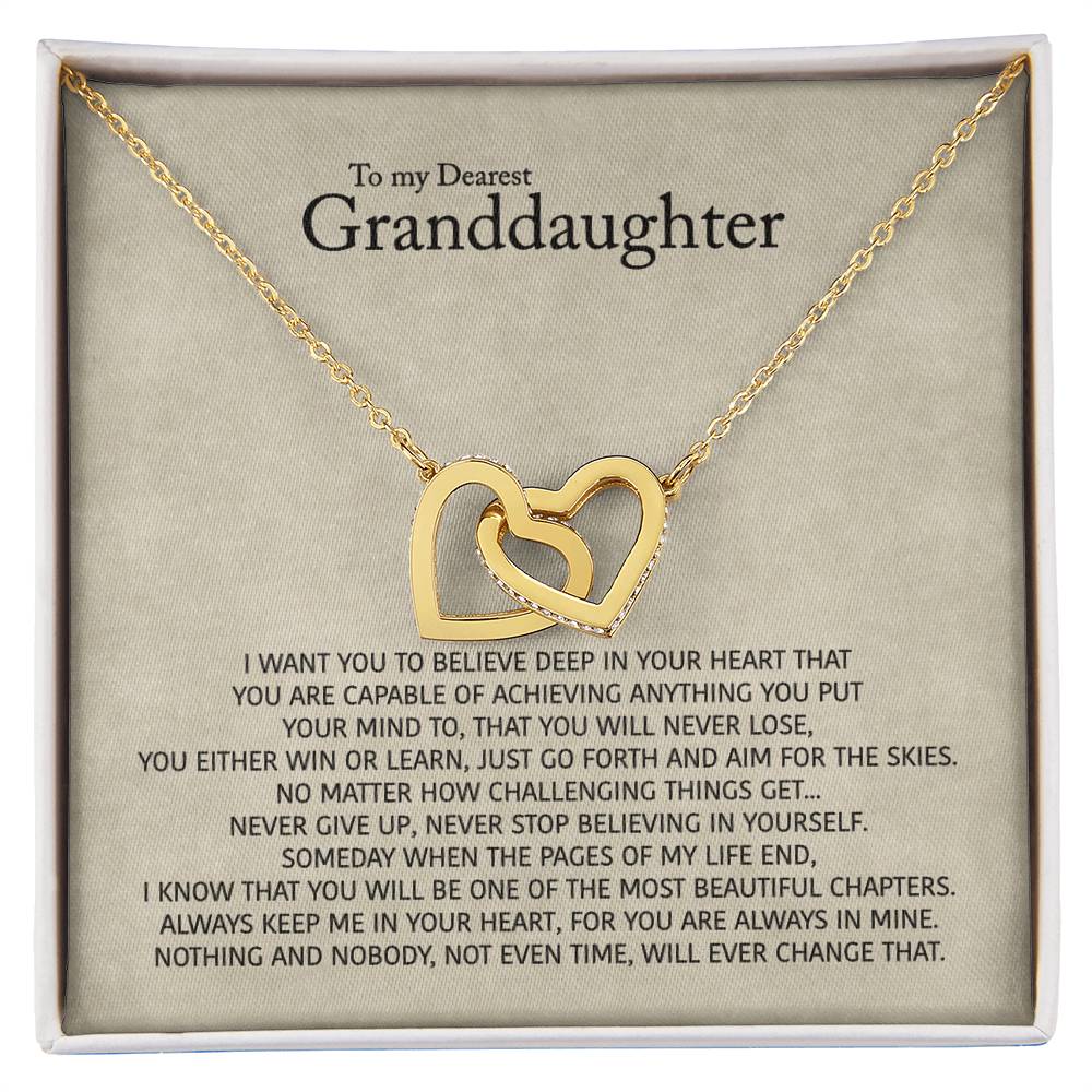 To My Dearest Granddaughter - Love Gift For Granddaughters All Ages - Interlocking Hearts Necklace