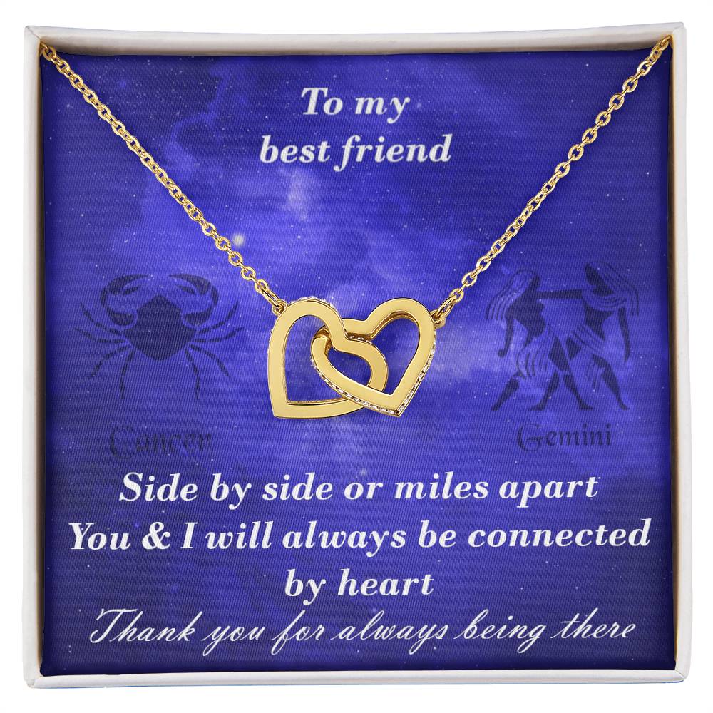 Cancer To Gemini Best Friend Interlocked Hearts Necklace Interlocking Hearts Necklace