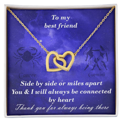 Cancer To Gemini Best Friend Interlocked Hearts Necklace Interlocking Hearts Necklace