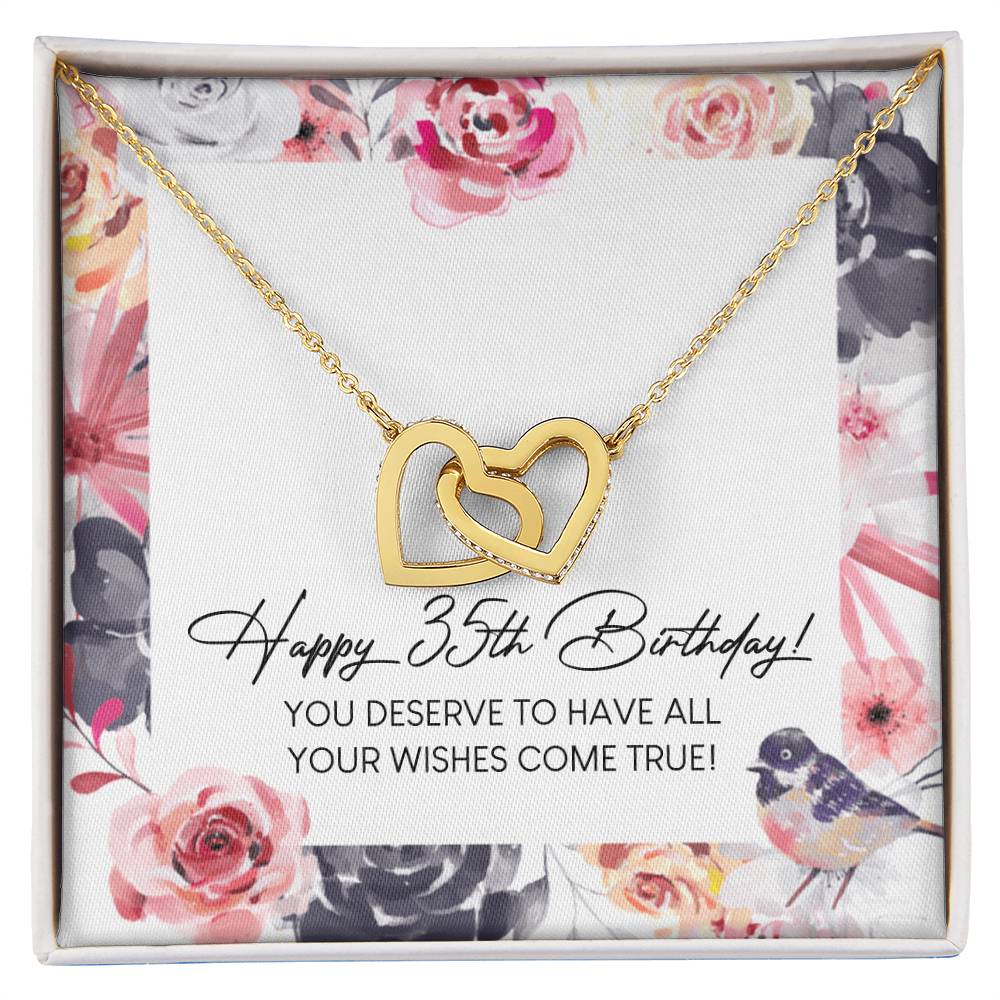 Happy 35Th Birthday Interlocking Hearts Necklace Message Card